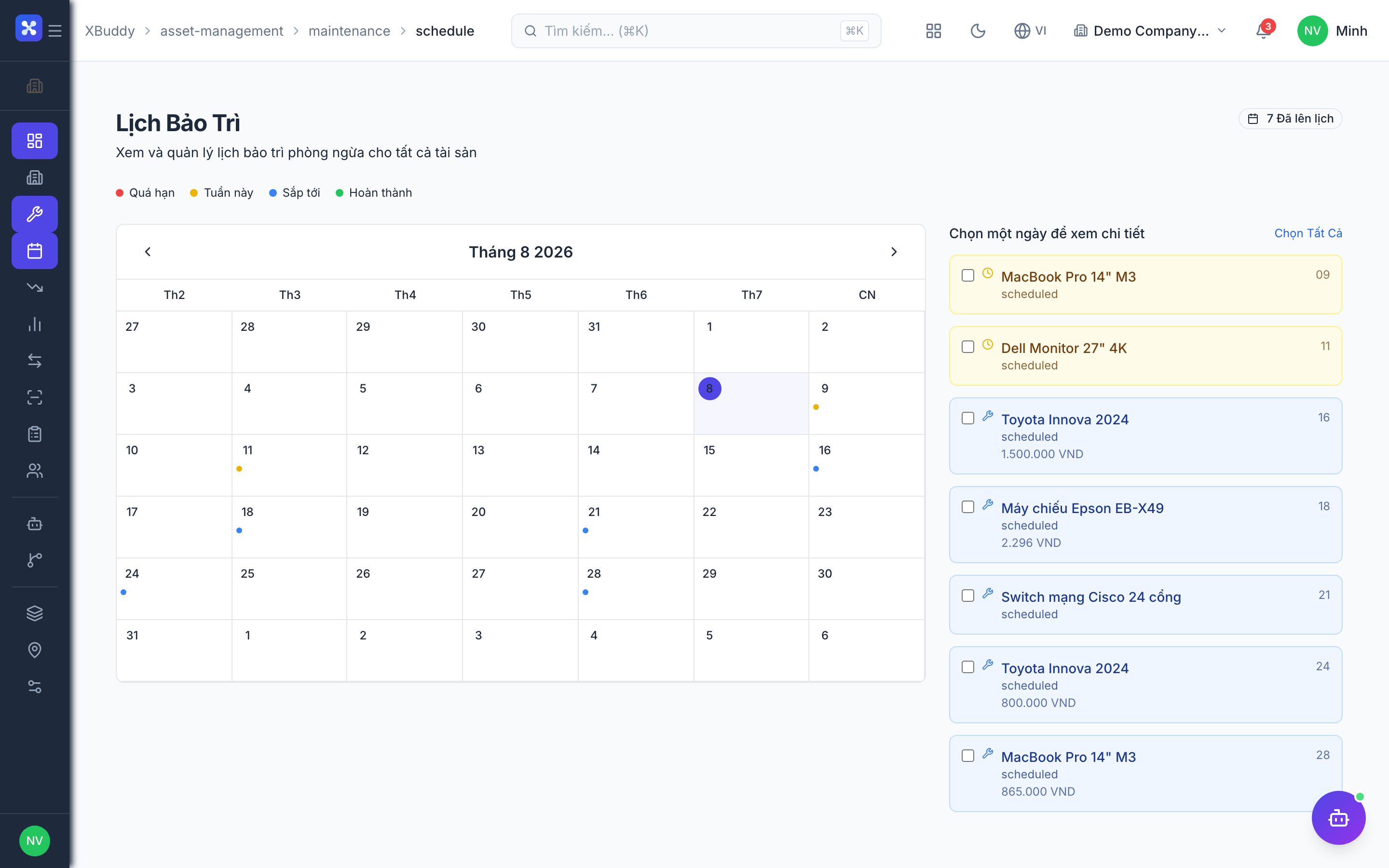 Asset Management — Preventive maintenance schedule generating work orders