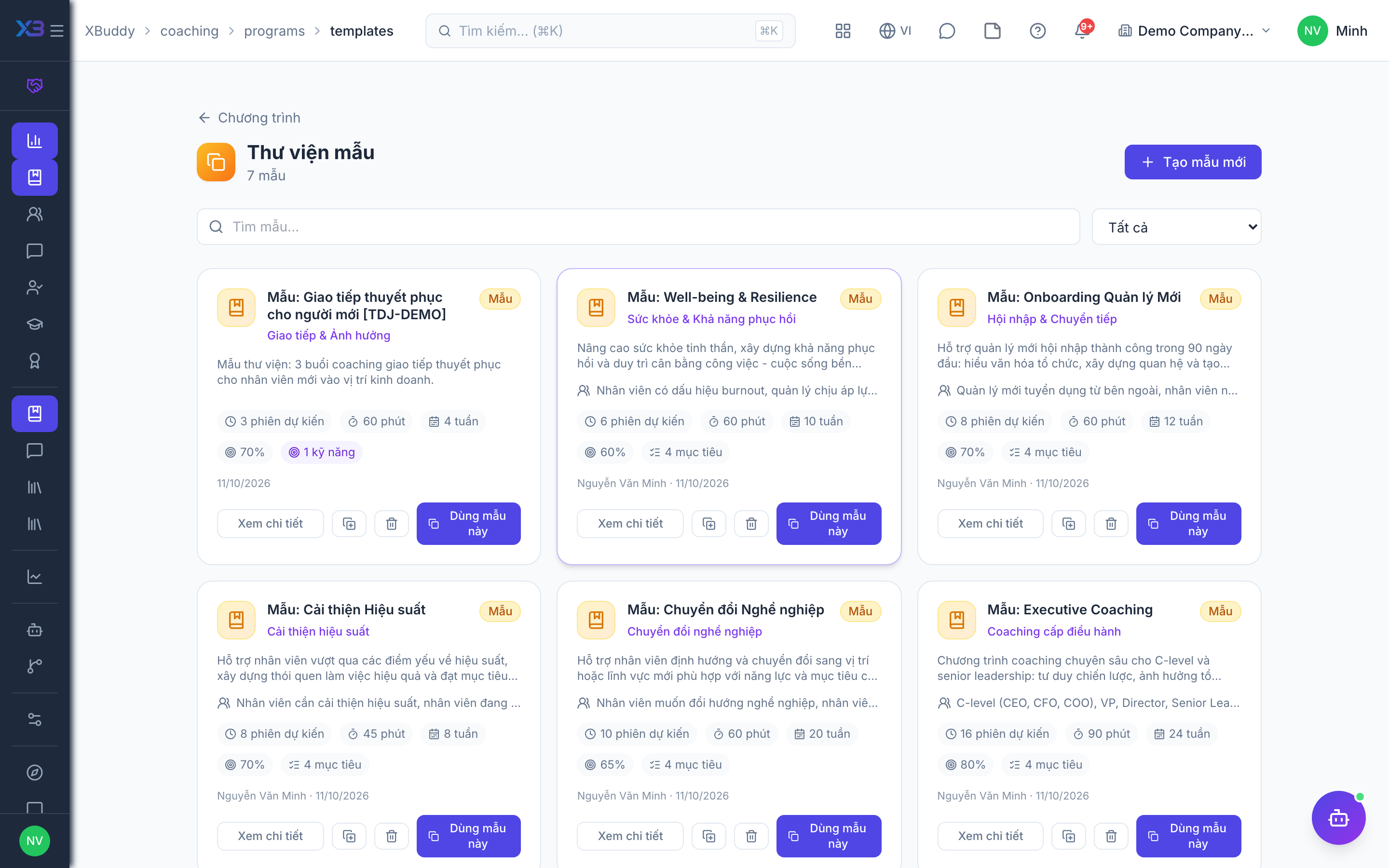 Coaching — Program template with ordered plan items