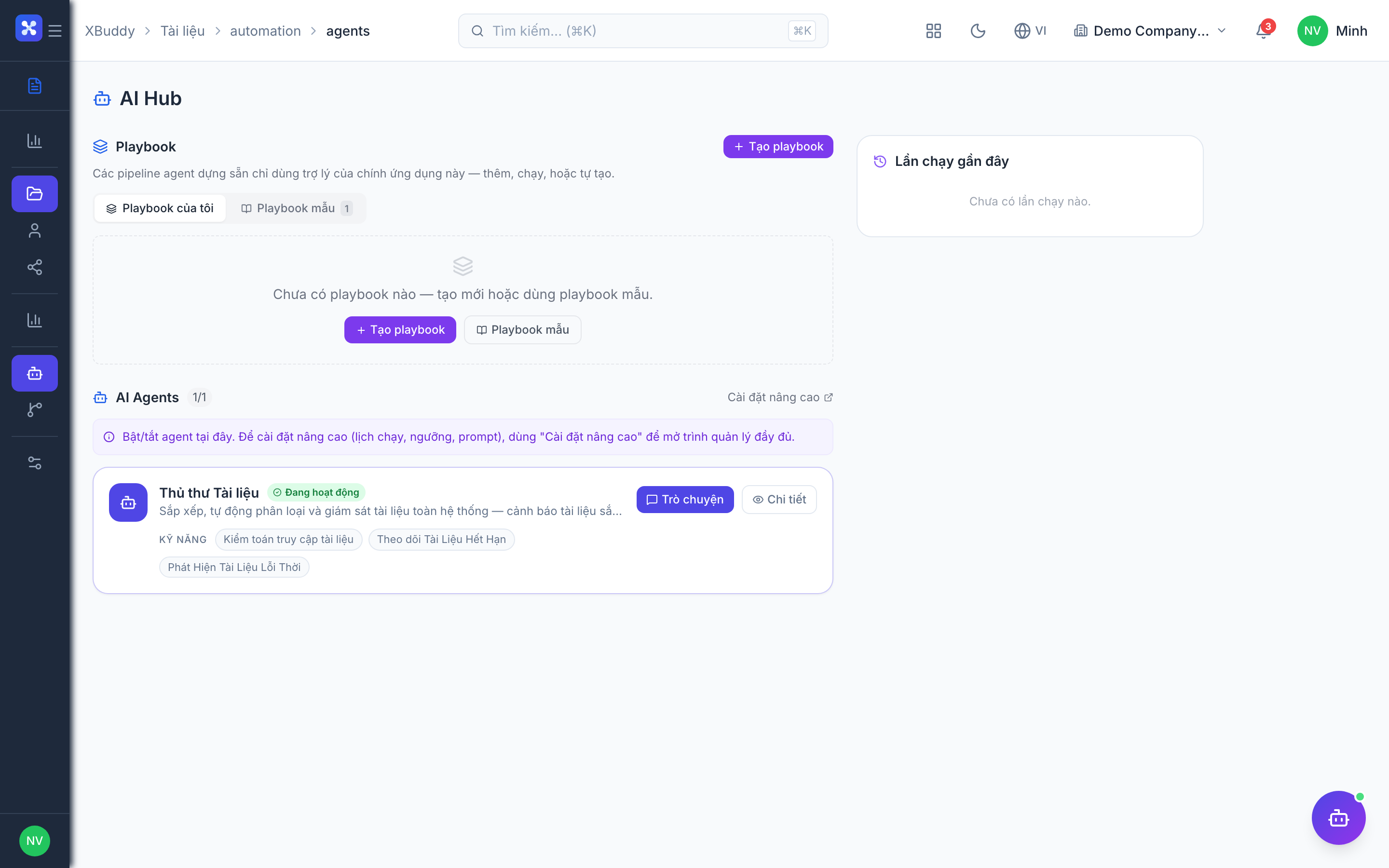 Documents — folder tree with drag-and-drop upload into a selected folder