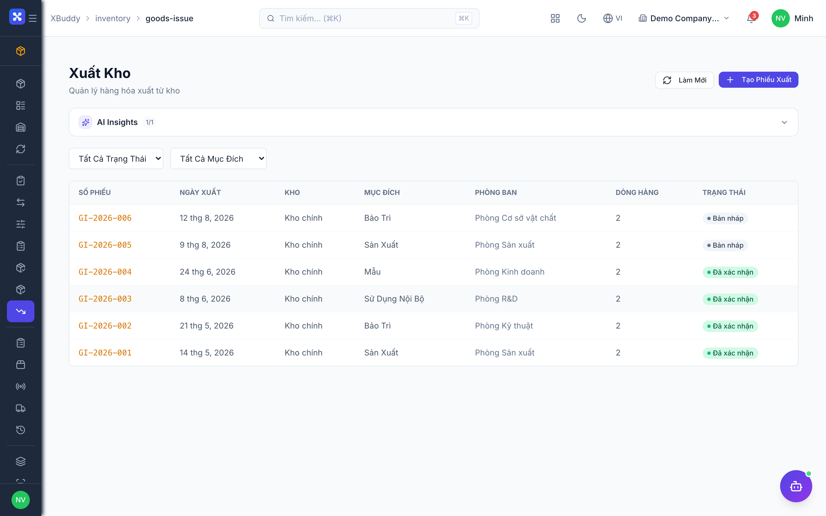 Inventory — Goods Receipt with UOM conversion