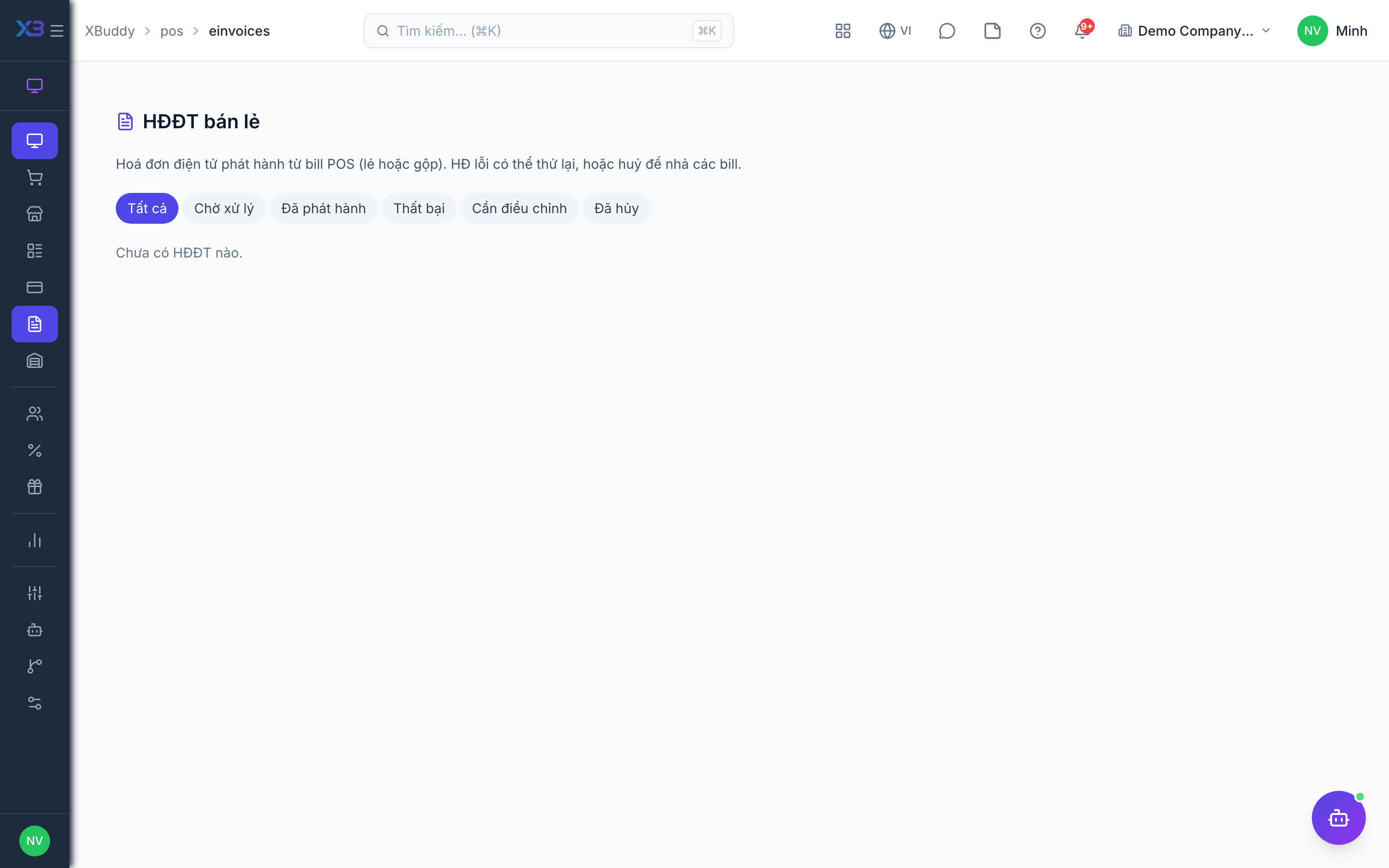 POS — E-invoices list with issue status