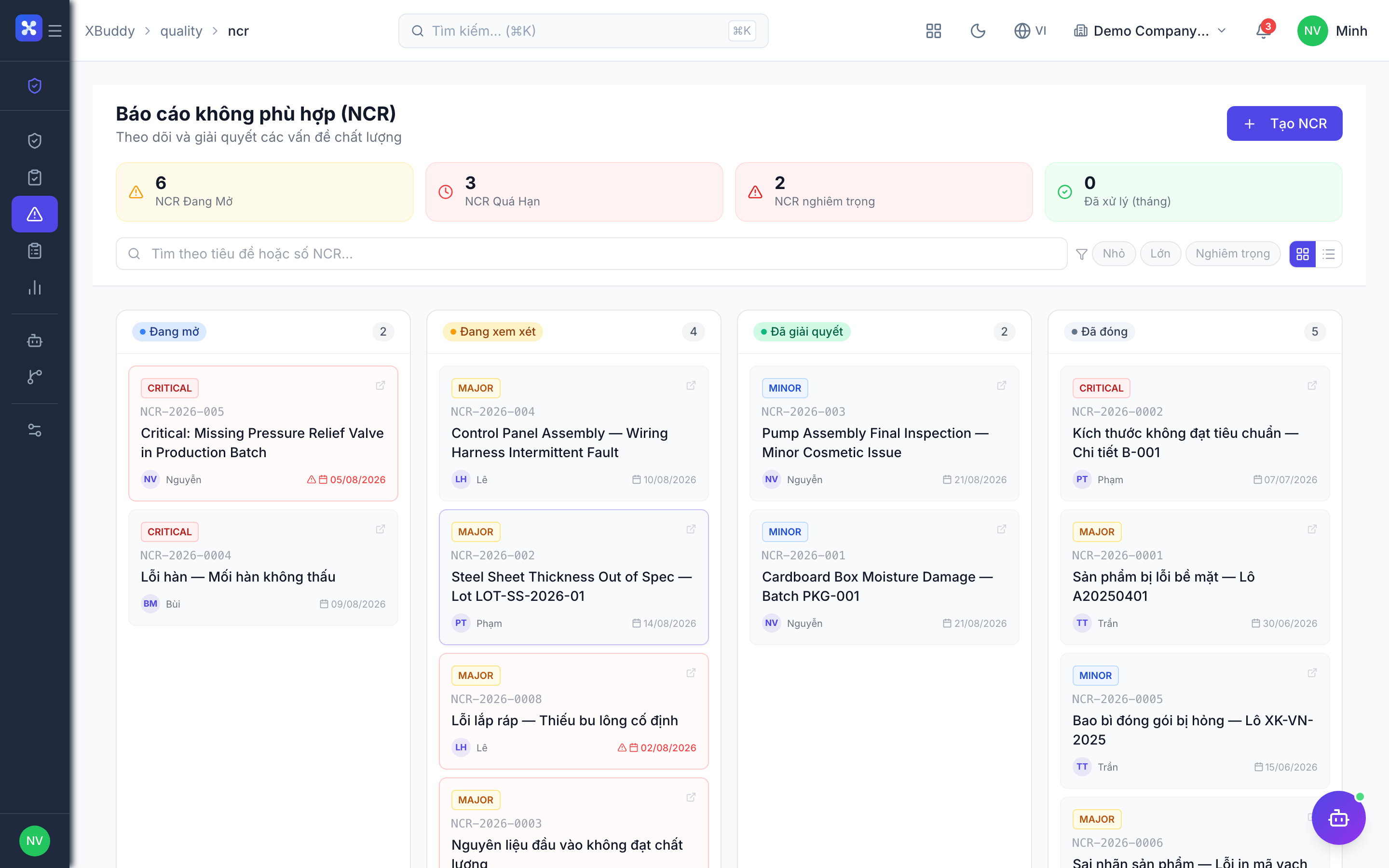 Quality — Non-conformance report lifecycle and escalation