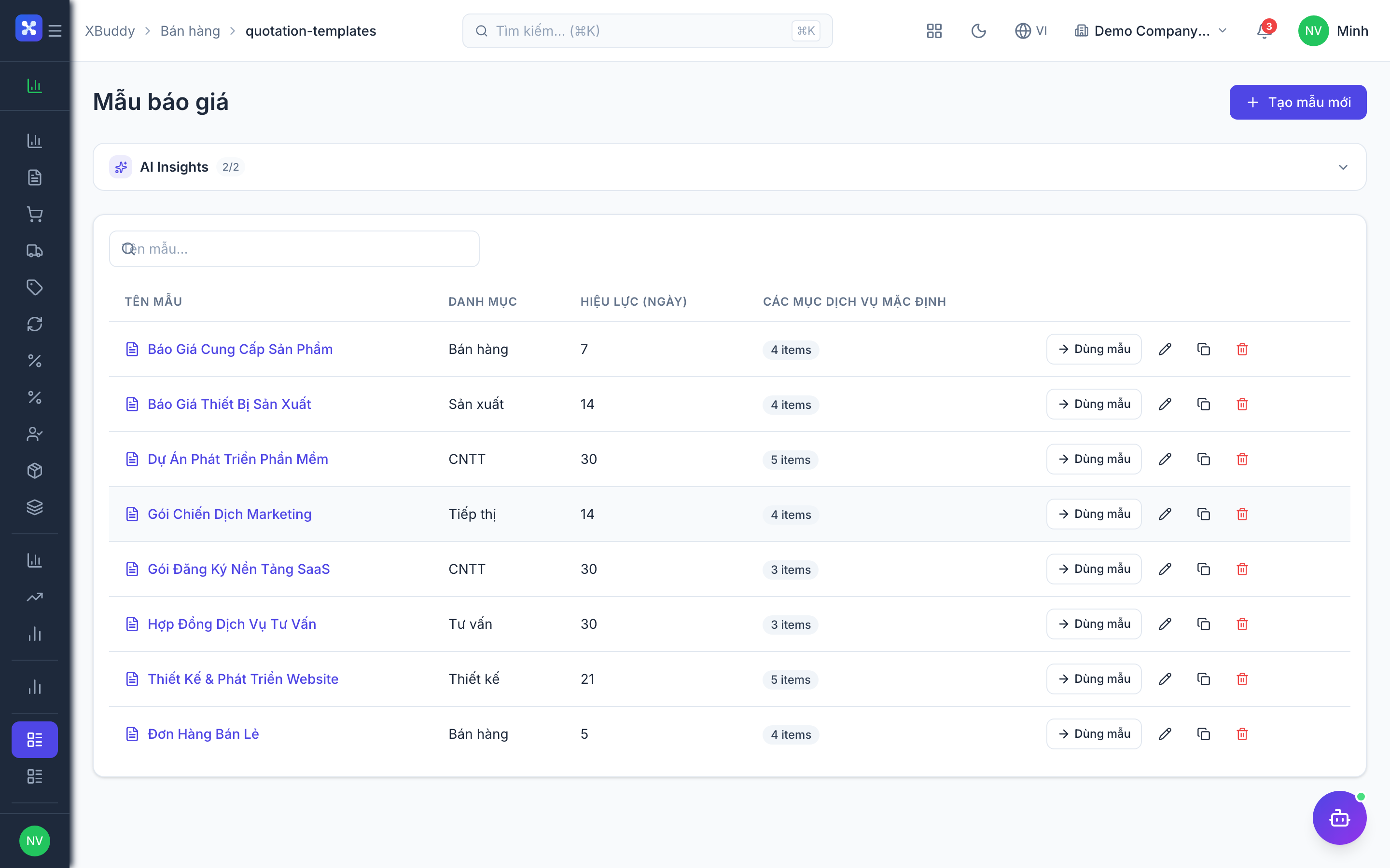 Sales — Quotation builder with per-line tax and discount
